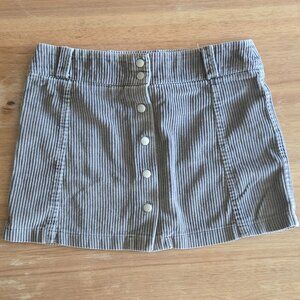 Free People Corduroy Mini Skirt | Size 7 | Taupe Brown Snap Front Panel